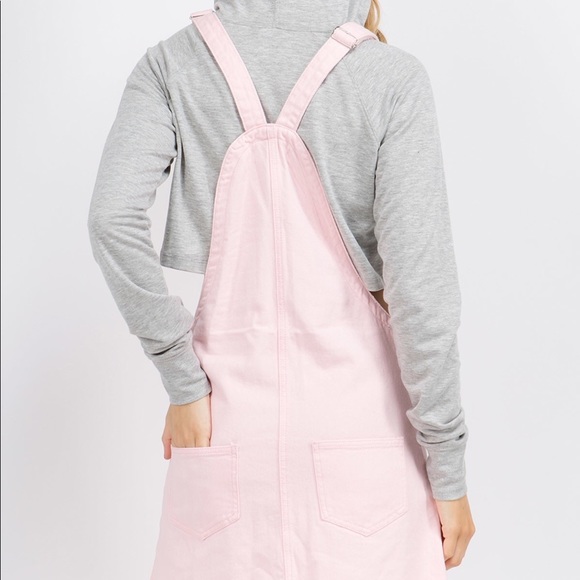 Light pink denim overall dress - Picture 4 of 5
